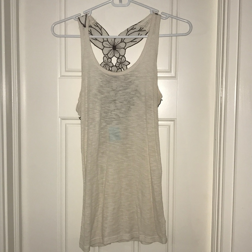 H.I.P: cream and brown floral racerback